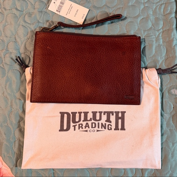 Duluth Trading Co Rich Brown Leather Clutch - Picture 1 of 2